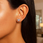 14K White Gold High Polish Scribble Heart Stud Earrings, view 2