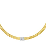 14K Yellow Gold Triple Row Diamond Omega Necklace, view 2