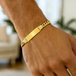 14K Yellow Gold Lite Cuban ID Bracelet (7.20 mm), view 5