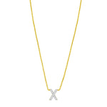 14K Yellow Gold Mini Diamond X Initial Pendant Necklace