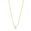 14K Yellow Gold Mini Diamond X Initial Pendant Necklace