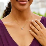 14K Yellow Gold Mini Diamond X Initial Pendant Necklace, view 5