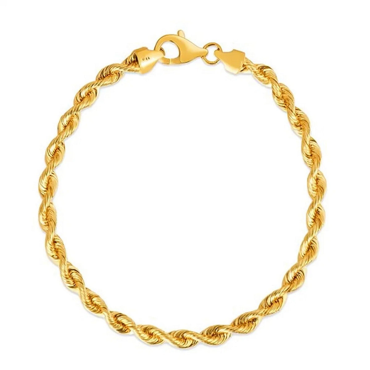 Silk Rope Chain Bracelet in 14K Yellow Gold (4.30 mm), view 2