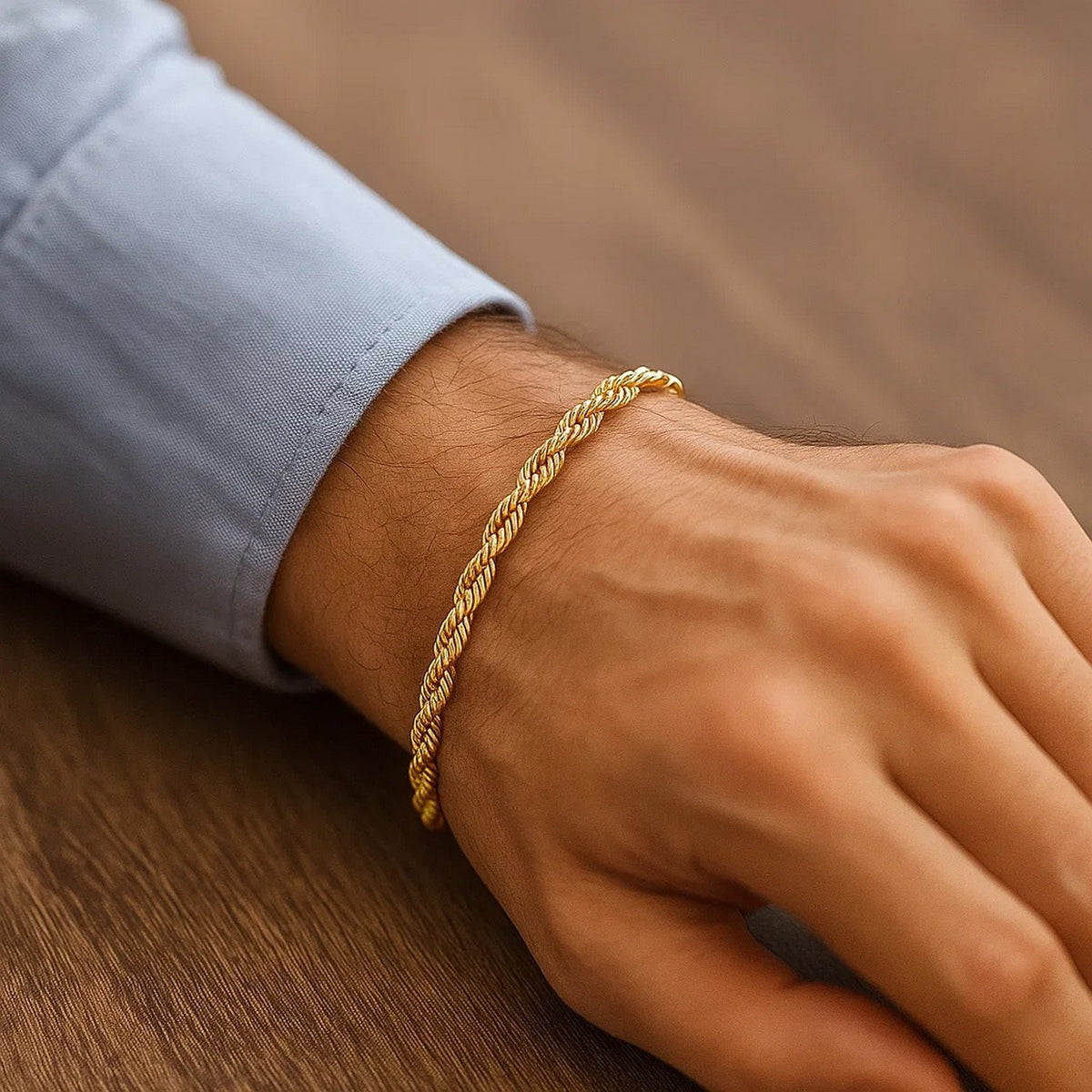 Silk Rope Chain Bracelet in 14K Yellow Gold (4.30 mm), view 5