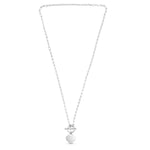 Sterling Silver Rhodium Plated Heart Toggle Necklace, view 2