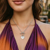 Sterling Silver Rhodium Plated Heart Toggle Necklace