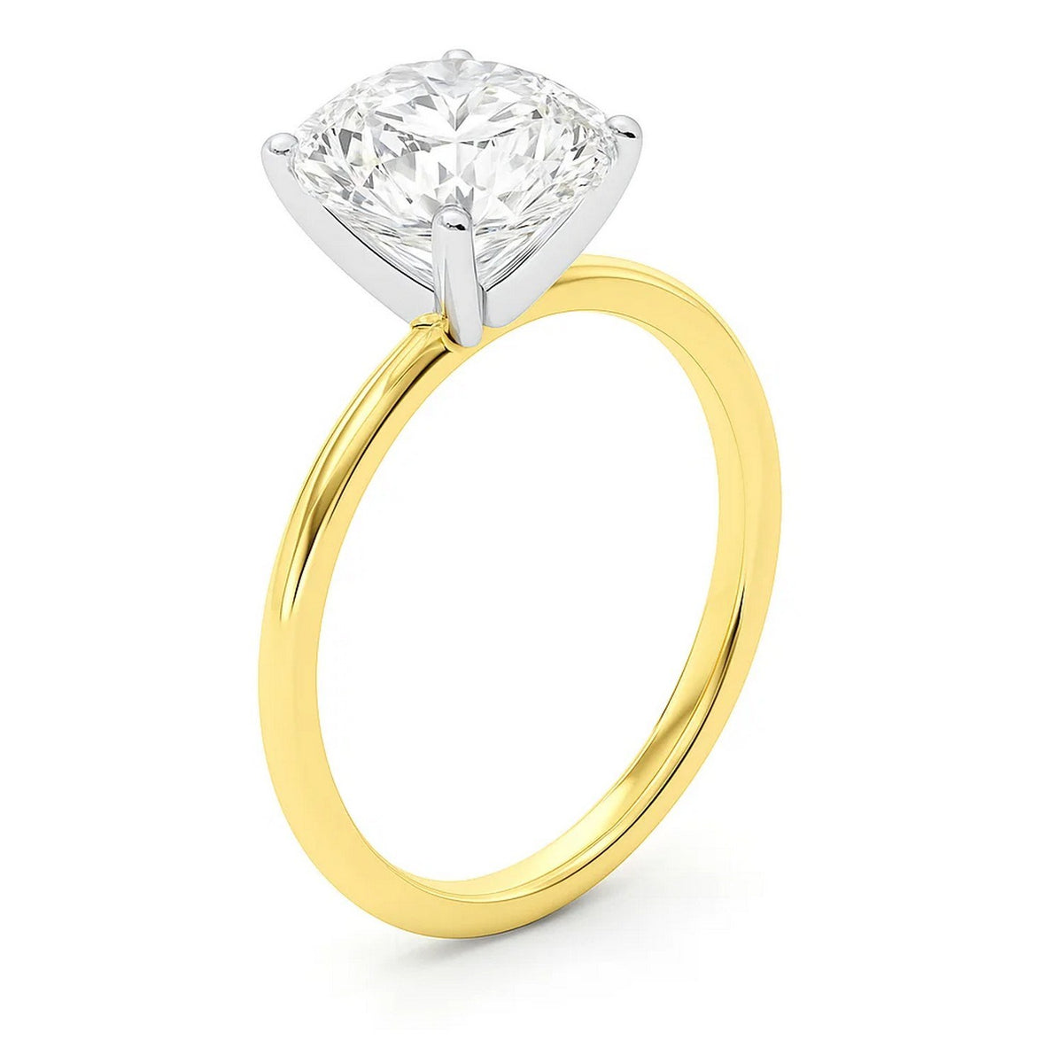 3 Carat Cushion Lab Grown IGI G/VS1 Diamond Solitaire Ring in 14K Yellow Gold, view 2
