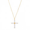 14k Yellow Gold Pearl Cross Pendant