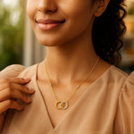 14K Two Tone Gold Interlocking Circle Necklace, view 4