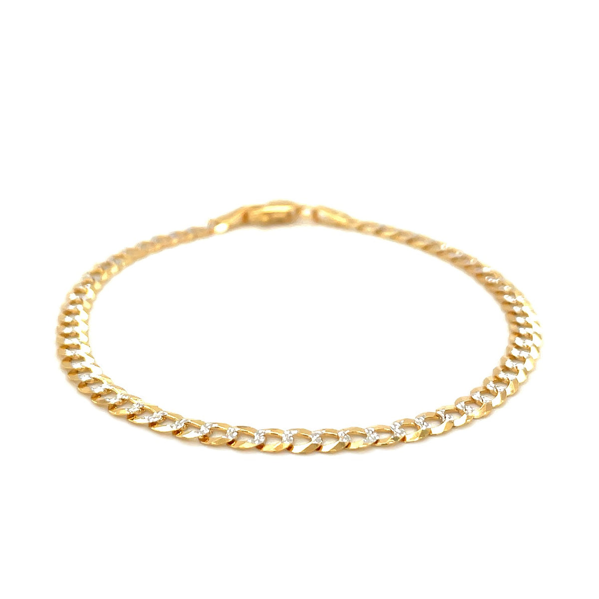 14K Two Tone Gold Pave Curb Bracelet (3.60 mm), view 2