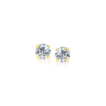 14K Yellow Gold Stud Earrings with White Hue Faceted Cubic Zirconia (3.00 mm)