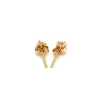 14K Yellow Gold Stud Earrings with White Hue Faceted Cubic Zirconia (3.00 mm), view 3