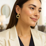 14K Yellow Gold Polished Round Linked Hoop Earrings, view 4