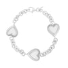 Sterling Silver Rhodium Plated Puffed Triple Heart Bracelet, view 2