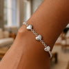 Sterling Silver Rhodium Plated Puffed Triple Heart Bracelet, view 4