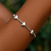 Sterling Silver Rhodium Plated Puffed Triple Heart Bracelet, view 5