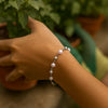 Sterling Silver Rhodium Plated Pearl Bead Bracelet, view 5