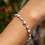 Sterling Silver Rhodium Plated Pearl Bead Bracelet, view 6