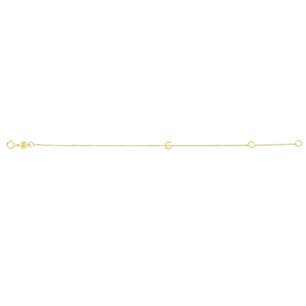 14K Yellow Gold Mini Initial C Bracelet, view 2