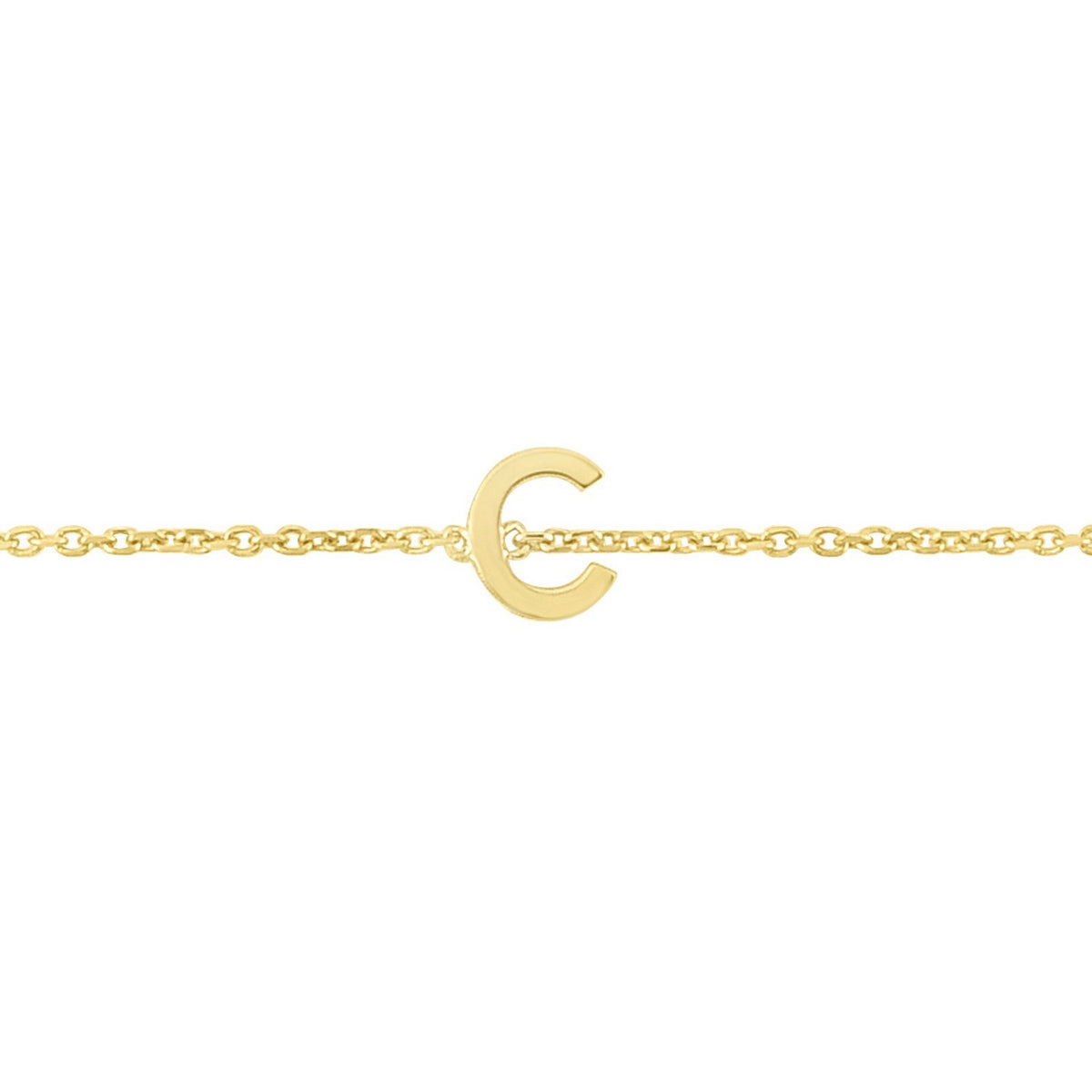 14K Yellow Gold Mini Initial C Bracelet, view 3