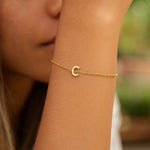 14K Yellow Gold Mini Initial C Bracelet, view 4