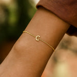 14K Yellow Gold Mini Initial C Bracelet, view 6