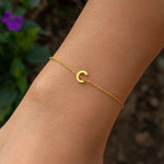 14K Yellow Gold Mini Initial C Bracelet, view 7