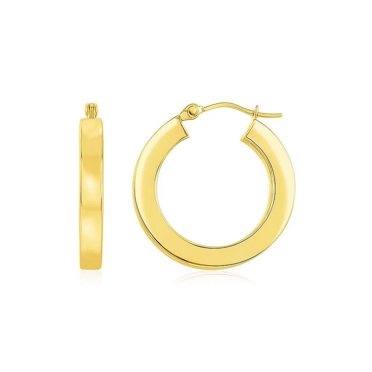 14K Yellow Gold Square Tube Hoop Earrings (3x20.00 mm)