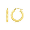 14K Yellow Gold Square Tube Hoop Earrings(3x20mm)