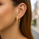 14K Yellow Gold Square Tube Hoop Earrings (3x20.00 mm), view 2