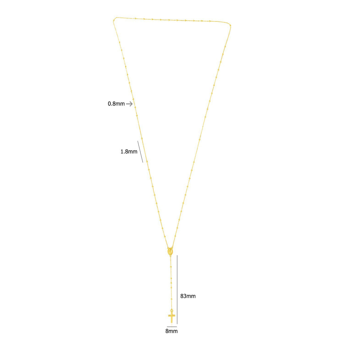 14K Yellow Gold Rosary Necklace, view 2