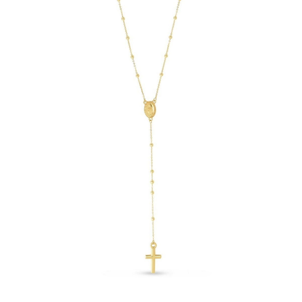 14K Yellow Gold Rosary Necklace, view 3