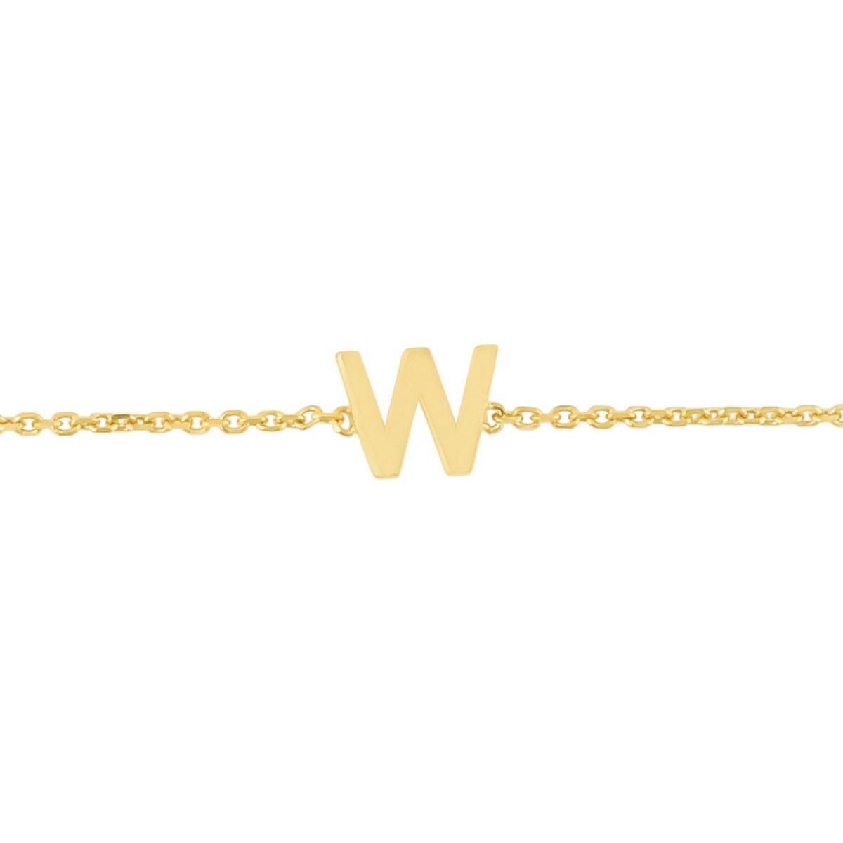 14K Yellow Gold Mini Initial W Bracelet, view 2