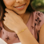 14K Yellow Gold Mini Initial W Bracelet, view 4