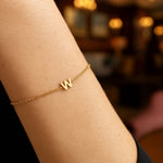 14K Yellow Gold Mini Initial W Bracelet, view 5