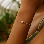 14K Yellow Gold Mini Initial W Bracelet, view 6