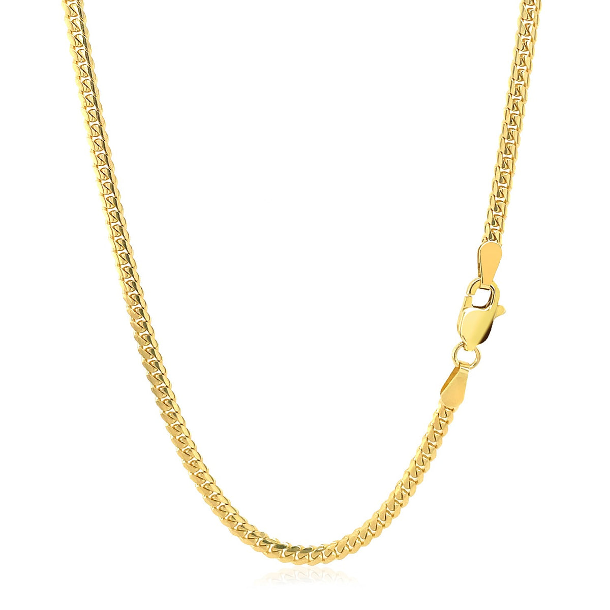 14k Yellow Gold Classic Solid Miami Cuban Chain (2.60 mm), view 3