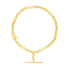 14K Yellow Gold Alternating Oval and Round Chain Bracelet with Toggle (3.90 mm)