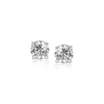 14K White Gold Stud Earrings with White Hue Faceted Cubic Zirconia (5.00 mm)