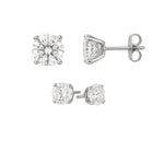 14K White Gold Stud Earrings with White Hue Faceted Cubic Zirconia (5.00 mm), view 4
