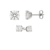 14k White Gold Stud Earrings with White Hue Faceted Cubic Zirconia(5mm)