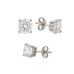 14K White Gold Stud Earrings with White Hue Faceted Cubic Zirconia (5.00 mm), view 5