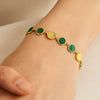 Malachite Gem Alternating Bracelet in 14K Yellow Gold (5.00 mm), view 5
