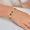 Malachite Gem Alternating Bracelet in 14K Yellow Gold (5.00 mm), view 6