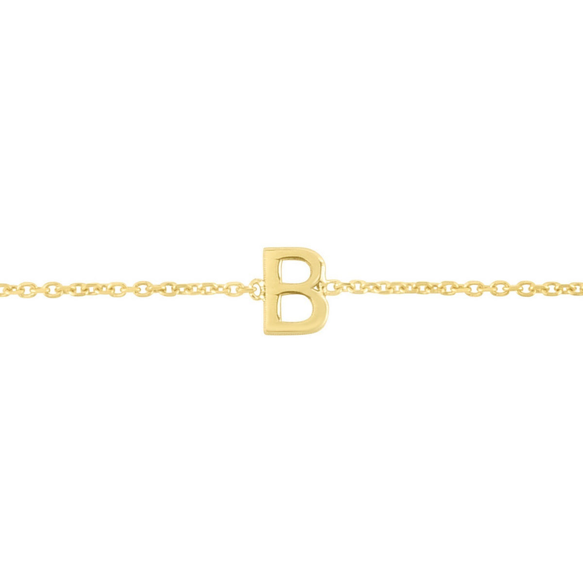 14K Yellow Gold Mini Initial B Bracelet, view 2