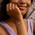 14K Yellow Gold Mini Initial B Bracelet, view 4