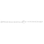Sterling Silver Rhodium Plated Engravable Circle Paperclip Bracelet (2.10 mm), view 3