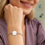 Sterling Silver Rhodium Plated Engravable Circle Paperclip Bracelet (2.10 mm), view 4
