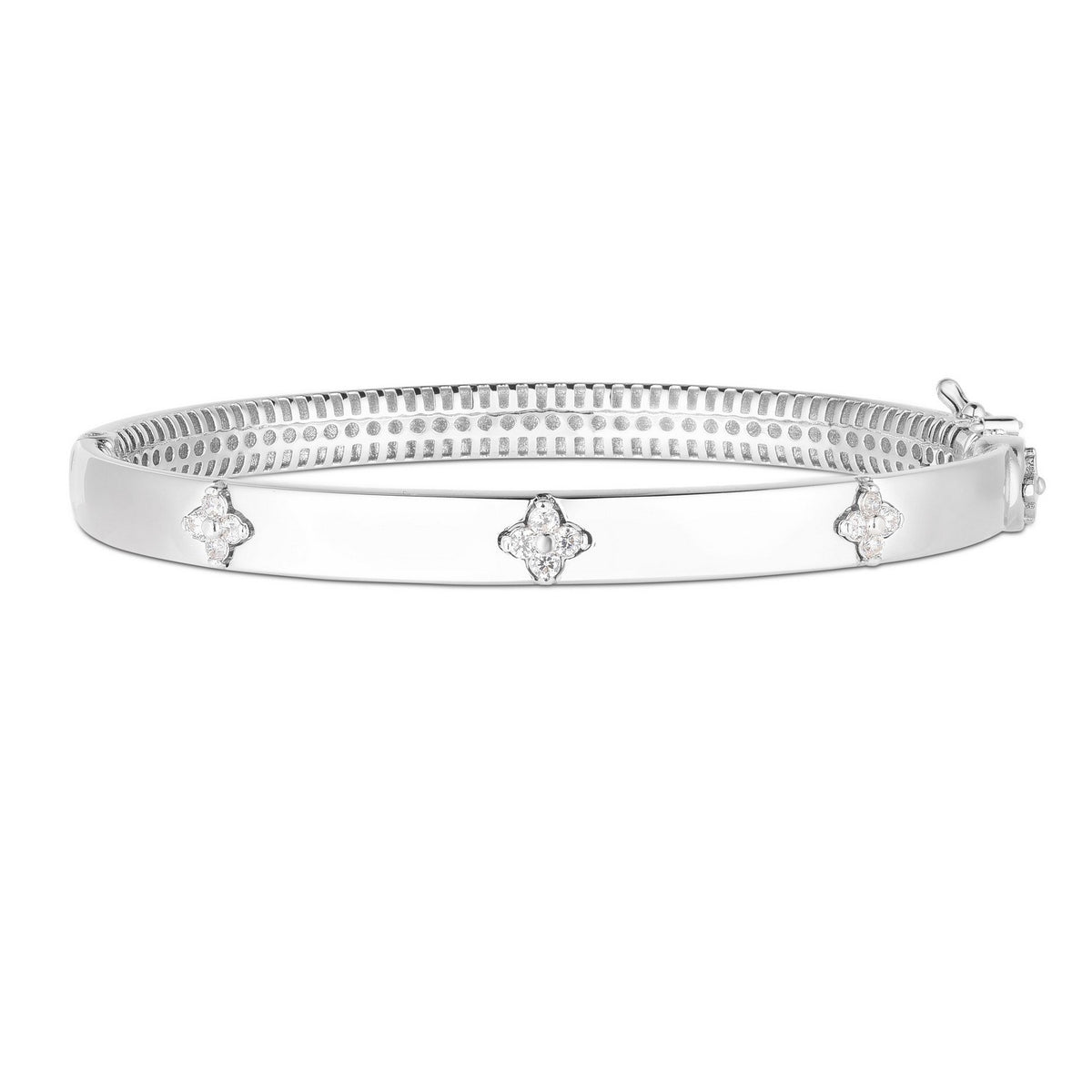 14K White Gold Trilogy Diamond Bangle (5.40 mm), view 3