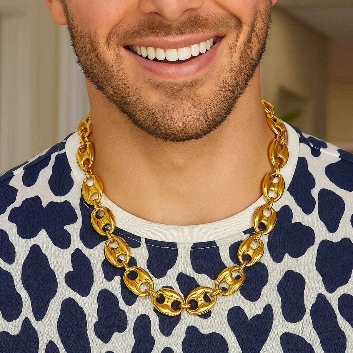 Puffed Mariner Link 16mm Necklace in 14K Yellow Gold, view 2
